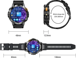 WizBay Premium Select® 1.43inch Amoled Sport Smartwatch Dames Heren - Android en iOS - IP68 - LED Zaklamp - Bluetooth Bellen - Hartslag & Slaap Monitor - Bloeddruk & Bloedzuurstofmeting - Multiple 60+ Sport Modi - Smartwatches - Zwart