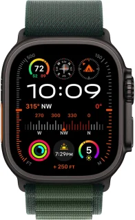 Apple Watch Ultra 2 zwart titanium - groen alpine-bandje (maat L)