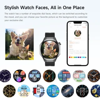 Knobbout 1.53" Stijlvolle Sport Smartwatch – NFC- Kompas, Hoogtemeter, Barometer-Bluetooth Bellen - Draadloos Opladen - hartslag, bloeddruk, zuurstofgehalte (SpO₂) - AI Assistent - medicatie innemen alert - Zwart staal + Siliconen Band