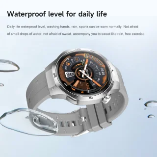 Knobbout 1.53" Stijlvolle Sport Smartwatch – NFC- Kompas, Hoogtemeter, Barometer-Bluetooth Bellen - Draadloos Opladen - hartslag, bloeddruk, zuurstofgehalte (SpO₂) - AI Assistent - medicatie innemen alert - Zwart staal + Siliconen Band