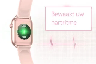 Belesy® Pro - Smartwatch Dames - Smartwatch Heren - Horloge - 1.3 inch - Kleurenscherm - Full Touch - Stappenteller - Grijs - Siliconen
