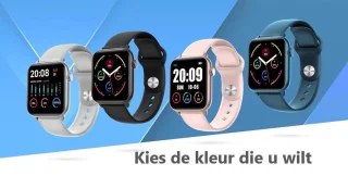 Belesy® Pro - Smartwatch Dames - Smartwatch Heren - Horloge - 1.3 inch - Kleurenscherm - Full Touch - Stappenteller - Grijs - Siliconen