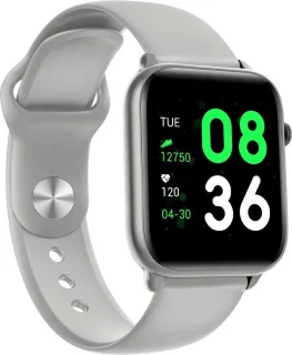 Belesy® Pro - Smartwatch Dames - Smartwatch Heren - Horloge - 1.3 inch - Kleurenscherm - Full Touch - Stappenteller - Grijs - Siliconen