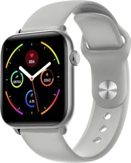 Belesy® Pro - Smartwatch Dames - Smartwatch Heren - Horloge - 1.3 inch - Kleurenscherm - Full Touch - Stappenteller - Grijs - Siliconen