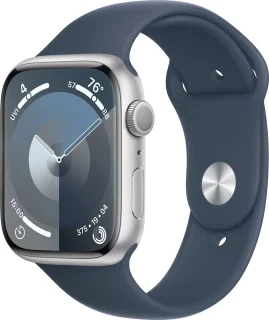 Apple Watch Series 9 - GPS + Cellular - 45mm - Silver Aluminium Case with Storm Blue Sport Band - M/L