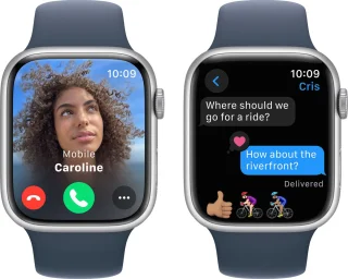 Apple Watch Series 9 - GPS + Cellular - 45mm - Silver Aluminium Case with Storm Blue Sport Band - M/L