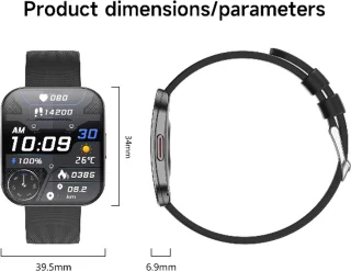 Smartwatch voor Dames en Heren 2025 -1.85inch AMOLED - RVS, Siliconen Bandje - Hartslagmeter - Stappenteller - Slaapmonitor - Multisport - Compatibel met Android en iOS - Waterproof - Zwart en Roze