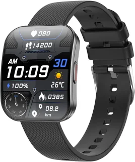 Smartwatch voor Dames en Heren 2025 -1.85inch AMOLED - RVS, Siliconen Bandje - Hartslagmeter - Stappenteller - Slaapmonitor - Multisport - Compatibel met Android en iOS - Waterproof - Zwart en Roze