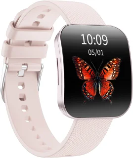 Smartwatch voor Dames en Heren 2025 -1.85inch AMOLED - RVS, Siliconen Bandje - Hartslagmeter - Stappenteller - Slaapmonitor - Multisport - Compatibel met Android en iOS - Waterproof - Zwart en Roze
