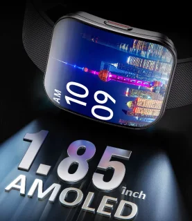 Smartwatch voor Dames en Heren 2025 -1.85inch AMOLED - RVS, Siliconen Bandje - Hartslagmeter - Stappenteller - Slaapmonitor - Multisport - Compatibel met Android en iOS - Waterproof - Zwart en Roze