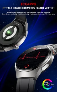 2025 Bloedsuiker Smart Watch Niet-Invasieve Bloedglucose Hartslag Gezondheid Monitor Pijnloos Meten Sport Smartwatch Insuline Meten AI Technologie Zilveren band + Extra Witte Ledere Band