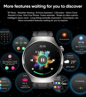 2025 Bloedsuiker Smart Watch Niet-Invasieve Bloedglucose Hartslag Gezondheid Monitor Pijnloos Meten Sport Smartwatch Insuline Meten AI Technologie Zilveren band + Extra Witte Ledere Band