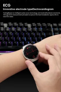 2025 Bloedsuiker Smart Watch Niet-Invasieve Bloedglucose Hartslag Gezondheid Monitor Pijnloos Meten Sport Smartwatch Insuline Meten AI Technologie Zilveren band + Extra Witte Ledere Band