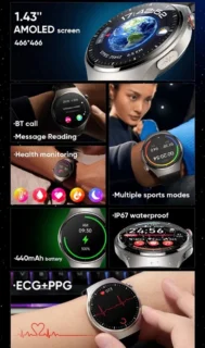 2025 Bloedsuiker Smart Watch Niet-Invasieve Bloedglucose Hartslag Gezondheid Monitor Pijnloos Meten Sport Smartwatch Insuline Meten AI Technologie Zilveren band + Extra Witte Ledere Band