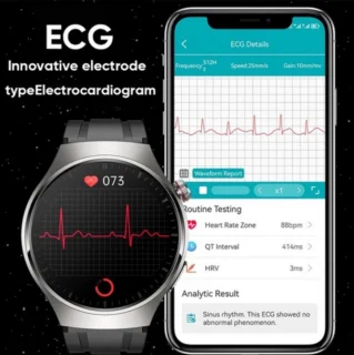 2025 Bloedsuiker Smart Watch Niet-Invasieve Bloedglucose Hartslag Gezondheid Monitor Pijnloos Meten Sport Smartwatch Insuline Meten AI Technologie Zilveren band + Extra Witte Ledere Band