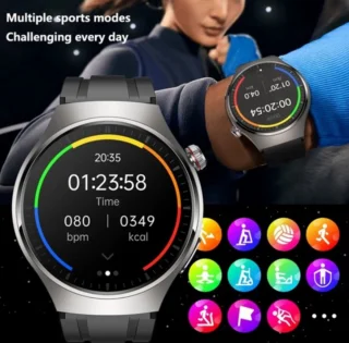 2025 Bloedsuiker Smart Watch Niet-Invasieve Bloedglucose Hartslag Gezondheid Monitor Pijnloos Meten Sport Smartwatch Insuline Meten AI Technologie Zilveren band + Extra Witte Ledere Band