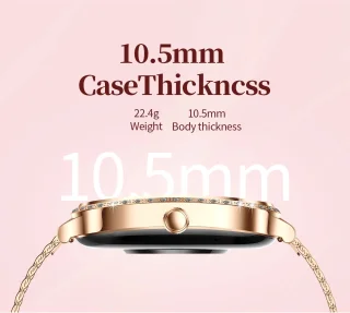Knobbout 1,75 inch HD gebogen scherm smartwatch met ingelegde diamant - Slank, stijlvol en elegant design - Vrouwelijke gezondheidstracking - Bluetooth-belfunctie - Roségouden talen band met kristallen + extra siliconen band