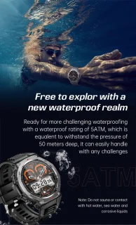 Knobbout 1.43” AMOLED Smartwatch – 466×466 HD Scherm – 5ATM Waterdicht (tot 50m) – LED Zaklamp + UV-Licht + SOS Noodflits – Bluetooth Bellen – 525mAh Lange Batterijduur – Outdoor & Sporthorloge voor Android/iOS-Zwart