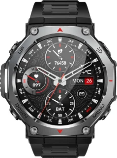 Knobbout 1.43” AMOLED Smartwatch – 466×466 HD Scherm – 5ATM Waterdicht (tot 50m) – LED Zaklamp + UV-Licht + SOS Noodflits – Bluetooth Bellen – 525mAh Lange Batterijduur – Outdoor & Sporthorloge voor Android/iOS-Zwart