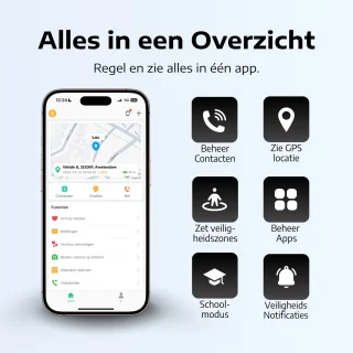 Buzzy GO GPS Horloge voor Kinderen - Smartwatch 4G - GPS Tracker voor kind - Zie locatie van je kind - Videobellen - Berichten Sturen - Stappenteller - incl. simkaart - Blauw