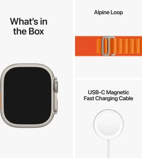 Apple Watch Ultra - 4G/LTE - 49mm - Titanium kast - Oranje Alpine bandje - Large