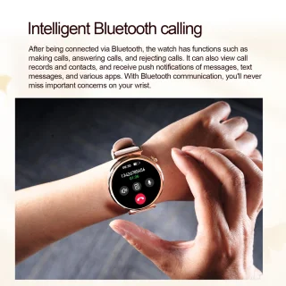 Knobbout 1.6” Elegant Design Smartwatch met Bluetooth Bellen – AI Spraakassistent - Muziekbediening - Vrouwelijke Gezondheidszorg - Sporttracking- Multifuntioneel Horloge - Gouden staal + silicone band