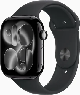Apple Watch 11 - Wifi + 5G - 46mm - Jet Black Aluminium Case with Black Sport Band - M/L