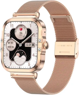 Smartwatch voor Dames Fashion - Staal Bandje - Hartslagmeter - Stappenteller - Slaapmonitor - Multisport - Compatibel met Android en iOS - Waterproof - Goud en Zilver Kleurig