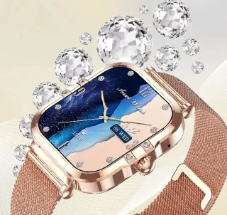 Smartwatch voor Dames Fashion - Staal Bandje - Hartslagmeter - Stappenteller - Slaapmonitor - Multisport - Compatibel met Android en iOS - Waterproof - Goud en Zilver Kleurig