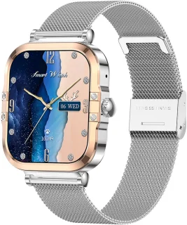 Smartwatch voor Dames Fashion - Staal Bandje - Hartslagmeter - Stappenteller - Slaapmonitor - Multisport - Compatibel met Android en iOS - Waterproof - Goud en Zilver Kleurig