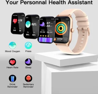 Fairweather Smartwatch Pro – Heren & Dames – HD – Stappenteller – Slaapmeter – hartslagmeter – Geschikt voor iOS en Android - rose goud