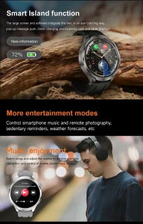 Knobbout 1.85" Ultra-HD Sport Smartwatch – Kompas, Hoogtemeter, GPS-sporttrajectregistratie - NFC - Bluetooth Bellen - bloeddruk, zuurstofniveau (SpO₂) Gezondheidsmonitoring - AI Assistent - IP67 Waterdicht - 410mAh Accu- Zwart Leren+Siliconen Band