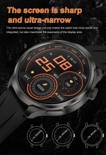 Knobbout 1.85" Ultra-HD Sport Smartwatch – Kompas, Hoogtemeter, GPS-sporttrajectregistratie - NFC - Bluetooth Bellen - bloeddruk, zuurstofniveau (SpO₂) Gezondheidsmonitoring - AI Assistent - IP67 Waterdicht - 410mAh Accu- Zwart Leren+Siliconen Band