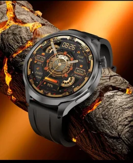Knobbout 1.85" Ultra-HD Sport Smartwatch – Kompas, Hoogtemeter, GPS-sporttrajectregistratie - NFC - Bluetooth Bellen - bloeddruk, zuurstofniveau (SpO₂) Gezondheidsmonitoring - AI Assistent - IP67 Waterdicht - 410mAh Accu- Zwart Leren+Siliconen Band