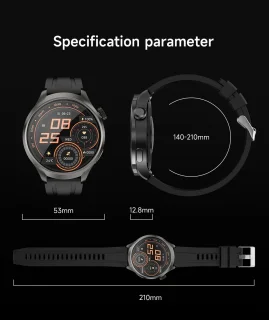 Knobbout 1.85" Ultra-HD Sport Smartwatch – Kompas, Hoogtemeter, GPS-sporttrajectregistratie - NFC - Bluetooth Bellen - bloeddruk, zuurstofniveau (SpO₂) Gezondheidsmonitoring - AI Assistent - IP67 Waterdicht - 410mAh Accu- Zwart Leren+Siliconen Band