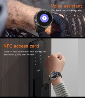 Knobbout 1.85" Ultra-HD Sport Smartwatch – Kompas, Hoogtemeter, GPS-sporttrajectregistratie - NFC - Bluetooth Bellen - bloeddruk, zuurstofniveau (SpO₂) Gezondheidsmonitoring - AI Assistent - IP67 Waterdicht - 410mAh Accu- Zwart Leren+Siliconen Band