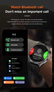 Knobbout 1.85" Ultra-HD Sport Smartwatch – Kompas, Hoogtemeter, GPS-sporttrajectregistratie - NFC - Bluetooth Bellen - bloeddruk, zuurstofniveau (SpO₂) Gezondheidsmonitoring - AI Assistent - IP67 Waterdicht - 410mAh Accu- Zwart Leren+Siliconen Band