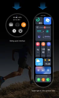 Knobbout 1.85" Ultra-HD Sport Smartwatch – Kompas, Hoogtemeter, GPS-sporttrajectregistratie - NFC - Bluetooth Bellen - bloeddruk, zuurstofniveau (SpO₂) Gezondheidsmonitoring - AI Assistent - IP67 Waterdicht - 410mAh Accu- Zwart Leren+Siliconen Band