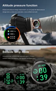 Knobbout 1.85" Ultra-HD Sport Smartwatch – Kompas, Hoogtemeter, GPS-sporttrajectregistratie - NFC - Bluetooth Bellen - bloeddruk, zuurstofniveau (SpO₂) Gezondheidsmonitoring - AI Assistent - IP67 Waterdicht - 410mAh Accu- Zwart Leren+Siliconen Band