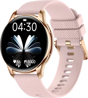 Evy24 Smartwatch Amoled Pro 2 - Horloge Dames - RVS en Siliconen Bandje - Hartslagmeter - Stappenteller - Multisport - BT Bellen - Rosé