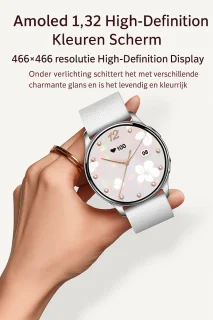 Evy24 Smartwatch Amoled Pro 2 - Horloge Dames - RVS en Siliconen Bandje - Hartslagmeter - Stappenteller - Multisport - BT Bellen - Rosé