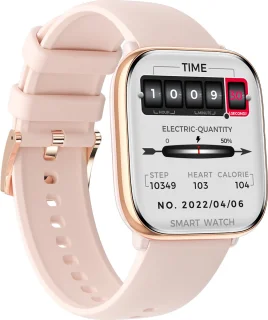 Evy24 Smartwatch Pro - Smartwatch Dames en Heren - 38mm - Horloge met Belfunctie - AMOLED Full HD - RVS en Siliconenband - Bloeddrukmeter - Stappenteller - Android en iOS - Rosé