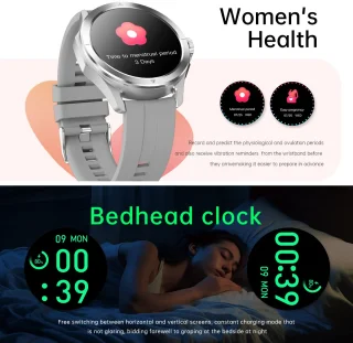 Knobbout 1.53" NFC Smartwatch – Kompas-Bluetooth Bellen - Gezondheidstracker & AI Assistent – Draadloos Opladen- IP67 - 300mAh -Zwart Leren + Siliconen Band