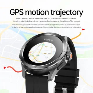 Knobbout 1.53" NFC Smartwatch – Kompas-Bluetooth Bellen - Gezondheidstracker & AI Assistent – Draadloos Opladen- IP67 - 300mAh -Zwart Leren + Siliconen Band