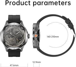 Knobbout 1.53" NFC Smartwatch – Kompas-Bluetooth Bellen - Gezondheidstracker & AI Assistent – Draadloos Opladen- IP67 - 300mAh -Zwart Leren + Siliconen Band