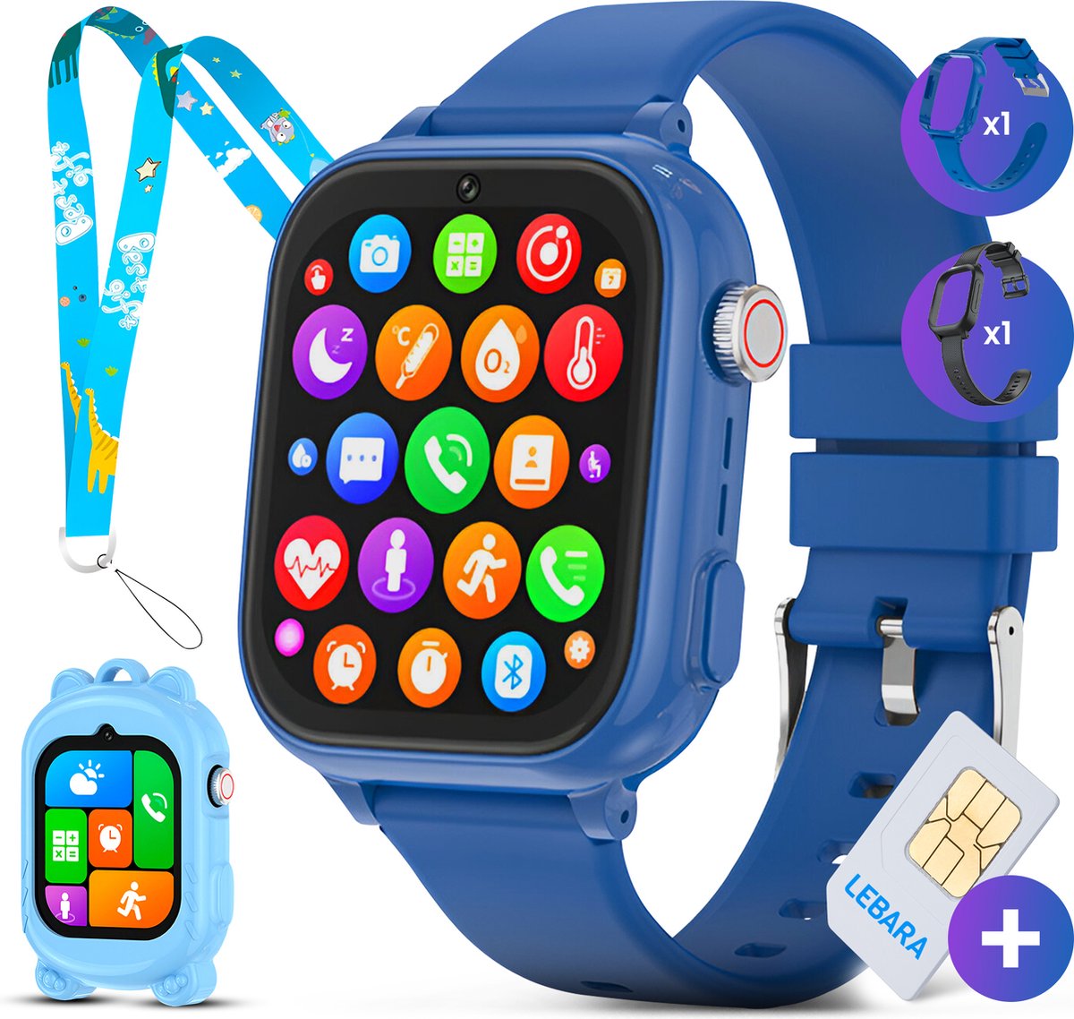 De 4G Kinder Smartwatch GPS Tracker Simkaart in één oogopslag