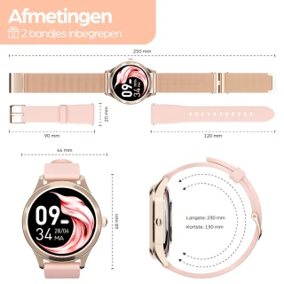 Actyve Smartwatch Dames Rosé Goud Full Touchscreen