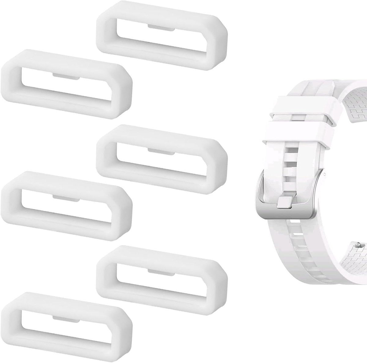Allecto Plus siliconen horlogeband lussen wit 6 stuks
