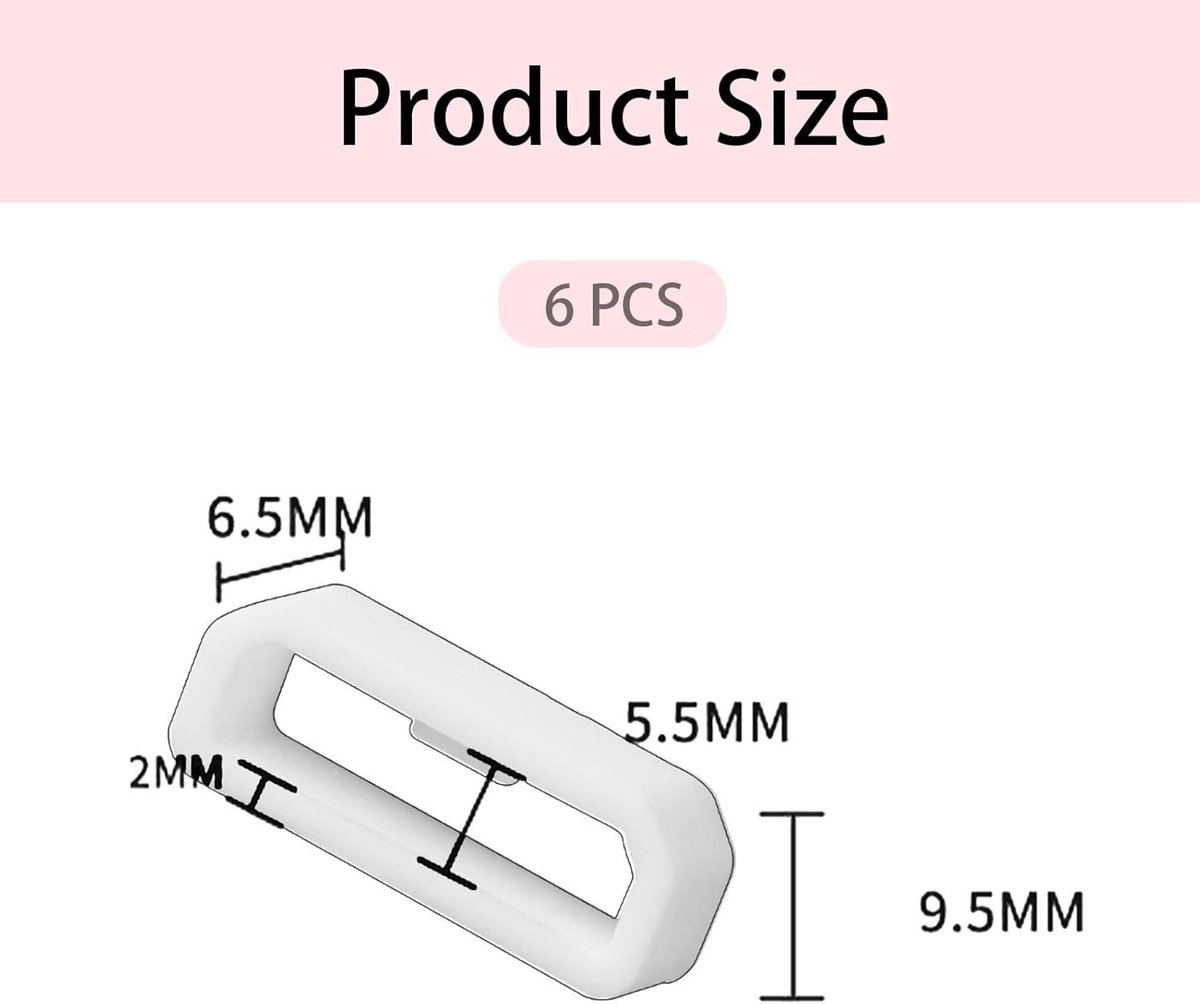 Allecto Plus siliconen horlogeband lussen wit 6 stuks