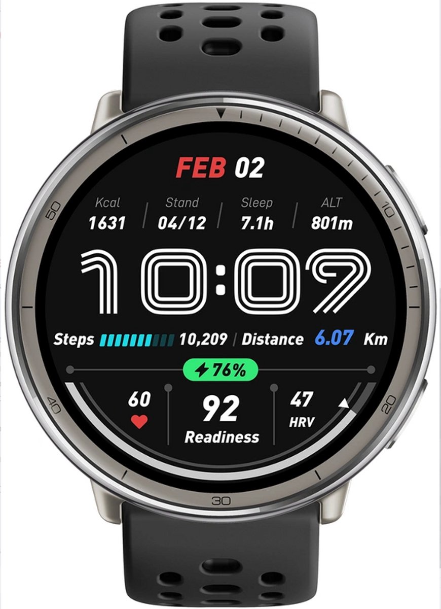 De Amazfit Active 2 Round 44 mm Zwart Smartwatch in één oogopslag